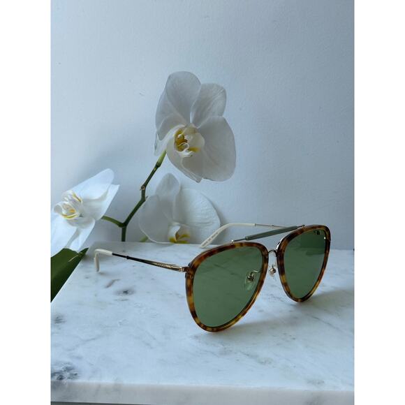 NEW Gucci GG0672S Havana Brown Green Lens Aviator Sunglasses main image 4